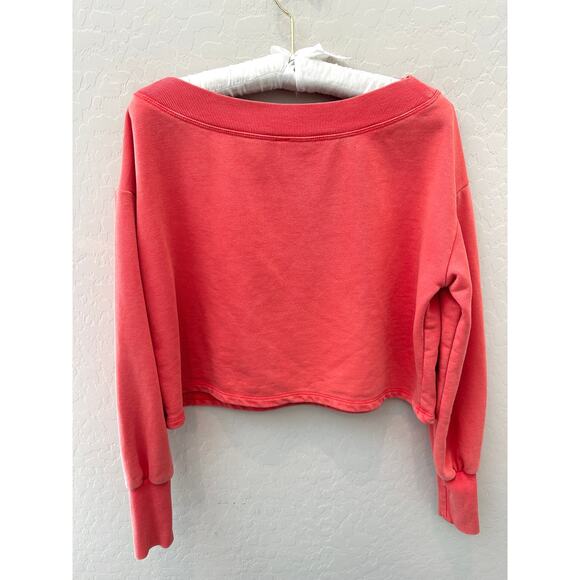 ANTHROPOLOGIE | Daily Practice Coral Casual Oversized Cropped Sweatshirt | XXS - Picture 4 of 7